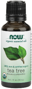NOWÃÂÃÂ® Tea Tree Oil is 100% pure, steam-distilled from the leaves of Melaleuca alternifolia, and mixes well with many other essential oils..